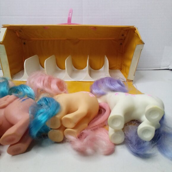 My Little Pony Vintage 80s Lot Plastic Case 5 Pony's 2 Hats - Picture 12 of 16